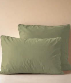 Taie d'oreiller percale lavée Vert herbe