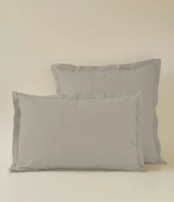 Taie d'oreiller percale marron terre battue