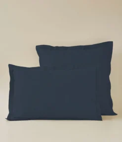 Taie d'oreiller percale pierre bleue