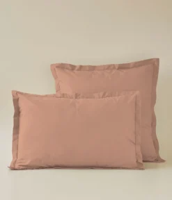 Taie d'oreiller percale Rose pêche