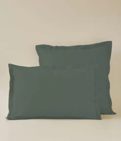 Taie d'oreiller percale vert alligator