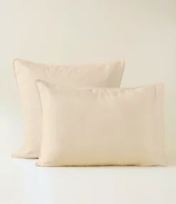 Taie d'oreiller satin de coton & Lyocell Tencel™ beige pétale