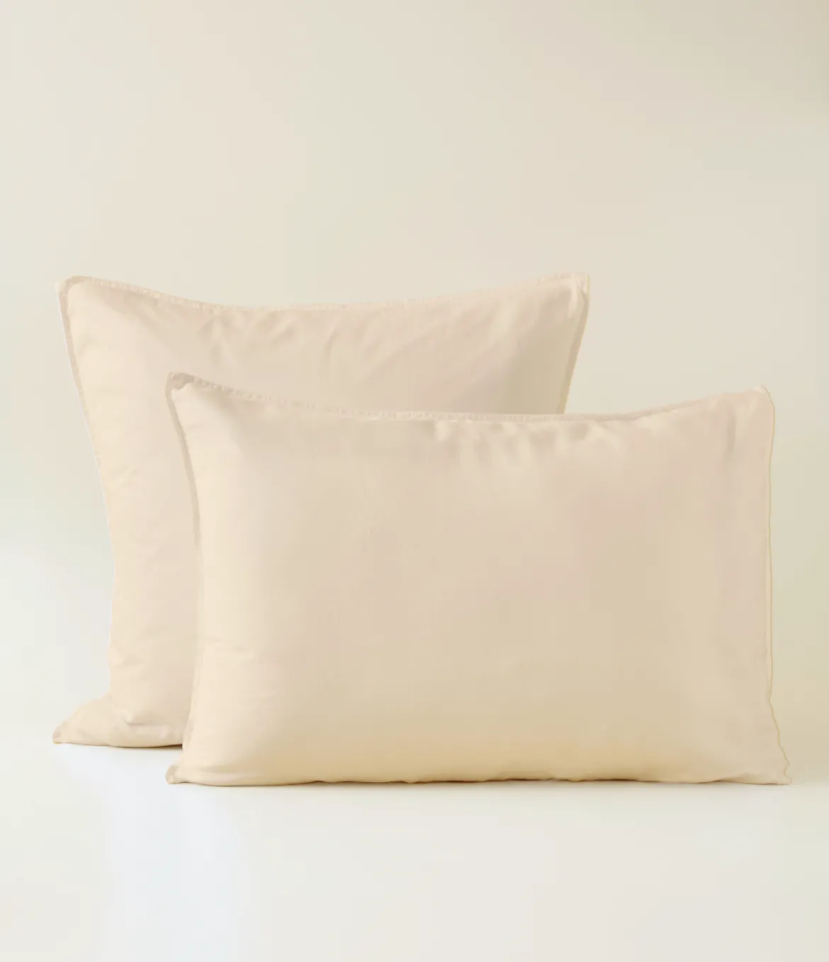 Taie d'oreiller satin de coton & Lyocell Tencel™ beige pétale