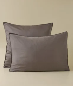Taie d'oreiller satin de coton et Lyocell Tencel™ Noisette