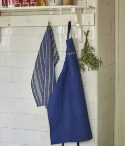 Torchon en lin Aux petits oignons bleu