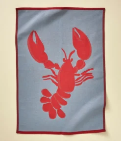 Torchon jacquard Bonne pêche bleu