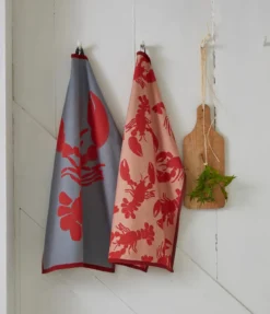 Torchon jacquard Bonne pêche bleu
