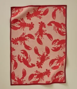 Torchon jacquard Bonne pêche rouge