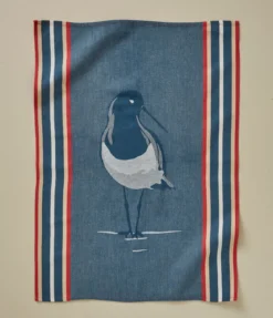 Torchon jacquard Marée basse bleu