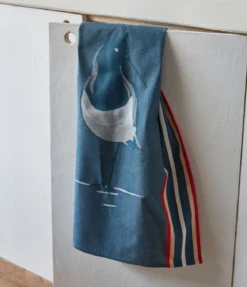 Torchon jacquard Marée basse bleu