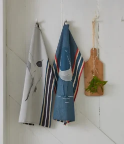 Torchon jacquard Marée basse bleu