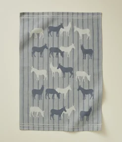 Torchon jacquard Rdv au pré bleu